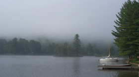 Mist lifing off the water in early morning